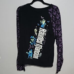 Black and Purple Haunted Mansion Long Sleeve Shirt Disney XL